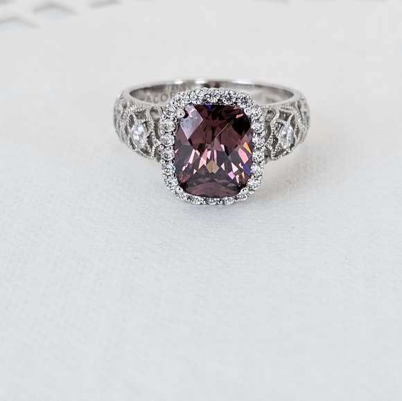 Authentic Tacori IV Blush Tourmaline & Diamond Simulants Sterling Silver Sz 7.5 - Picture 5 of 14